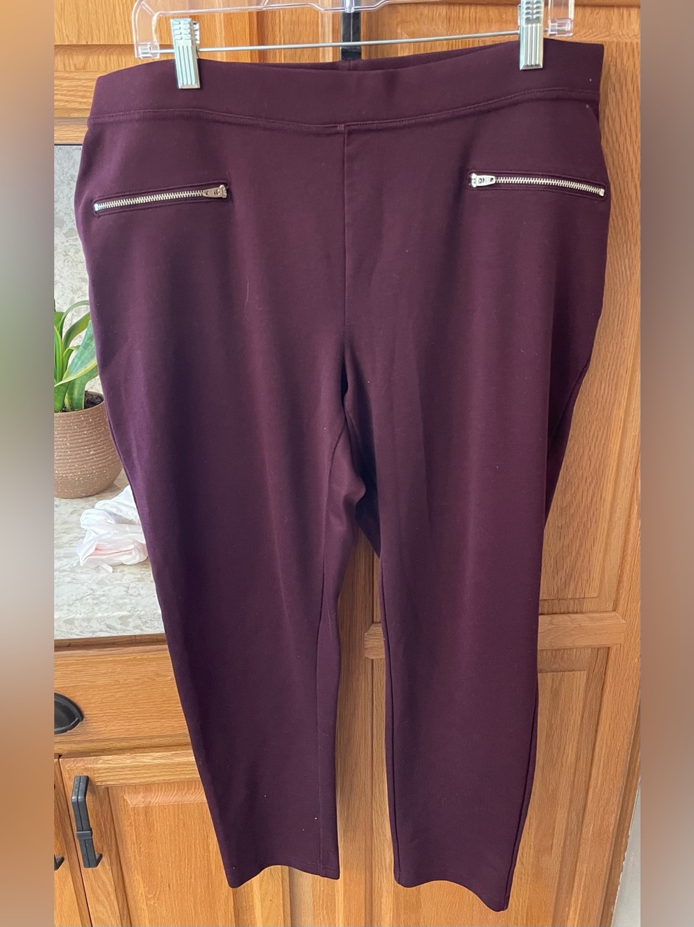 Women’s Pull-On Ponte Pants with Zip Pocket Detail — Plum by Gap
